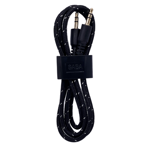 SABA Black 3ft Nylon Braided Aux Cable