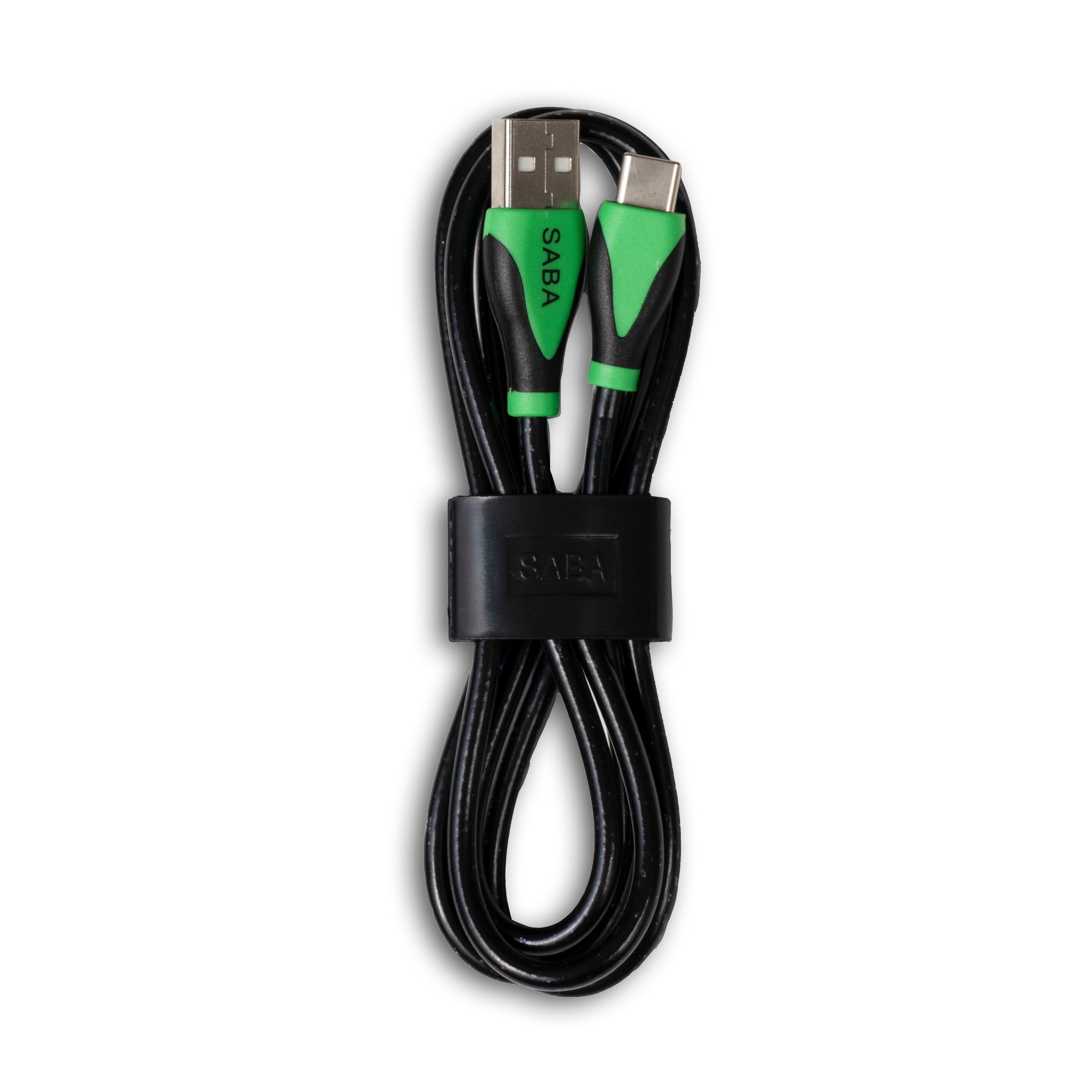 SABA Black/Green PVC Type-C Cable