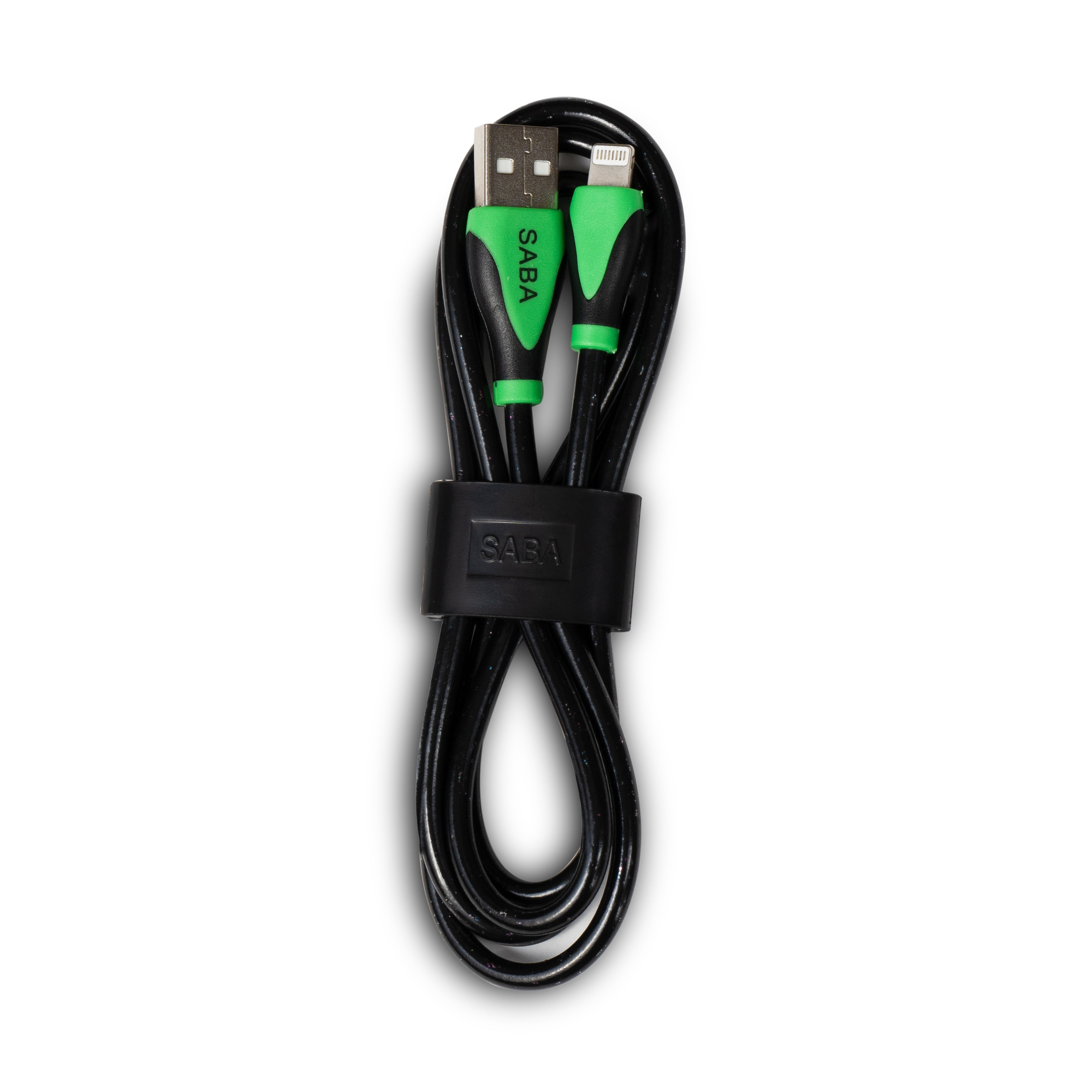SABA PVC Green Lightning to USB-A Charging Cable "1m, 3ft" (20 Count)