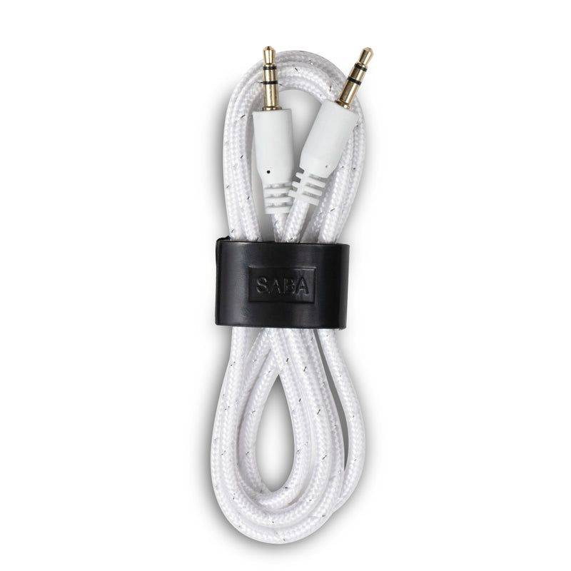 Load image into Gallery viewer, SABA White 3ft Nylon Braided Aux Cable
