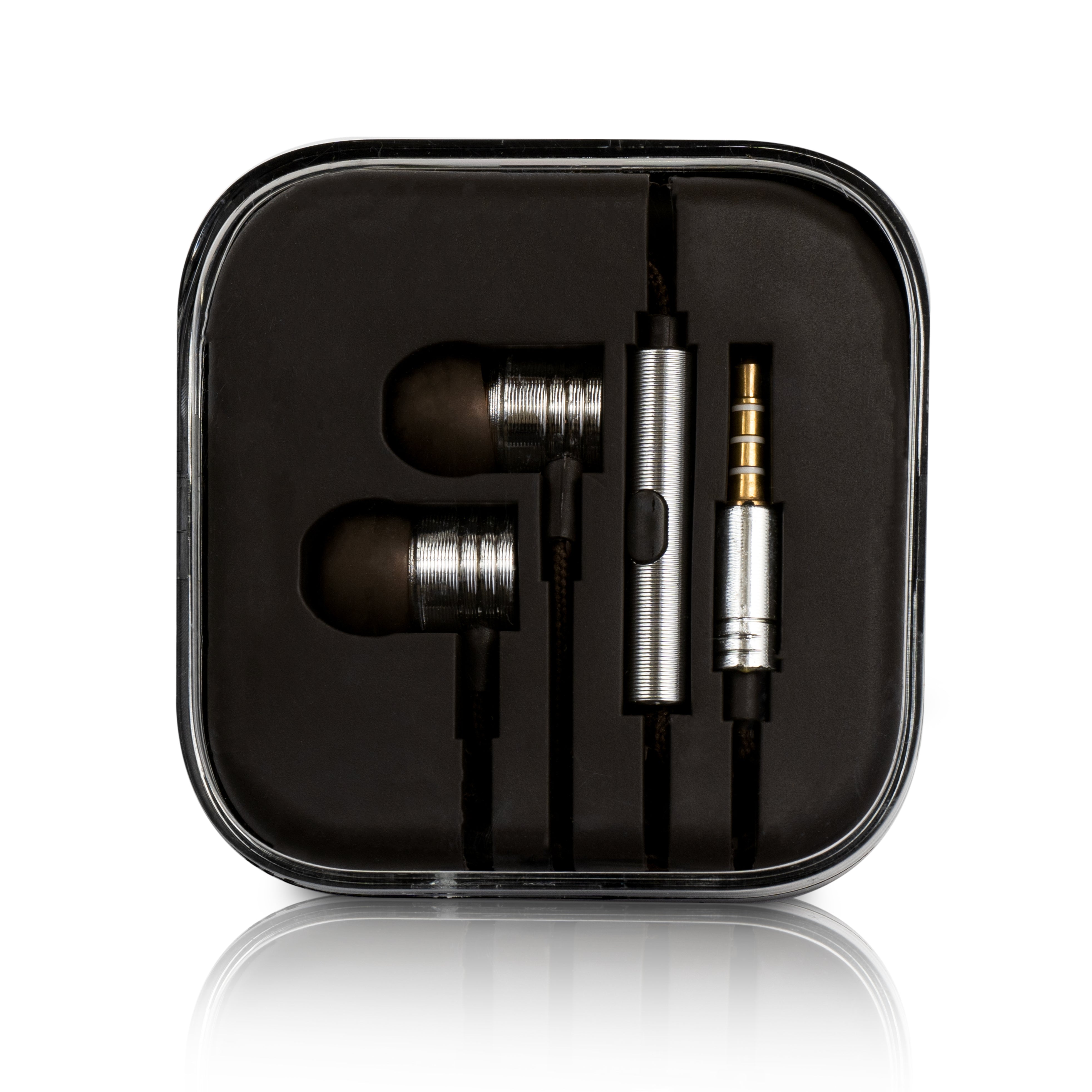 Silver Steel Earbuds with Traditional Headphone Jack