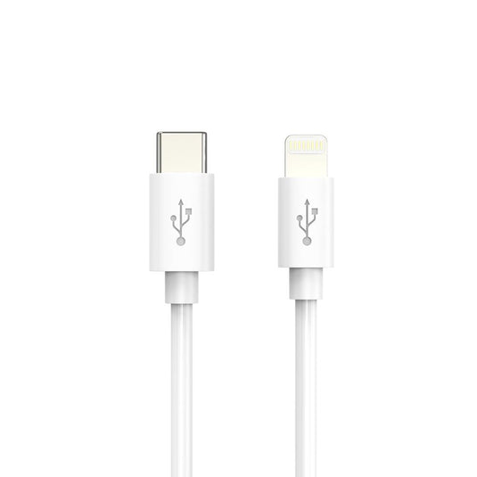 White PVC Charging Cable Angled Image 1