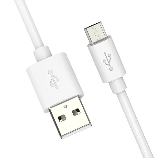 White PVC Micro USB Charging Cable Angled Image 2