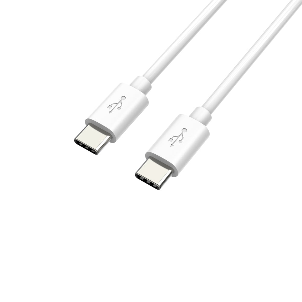White PVC Type-C-to Type-C Charging Cable Angled Image 1