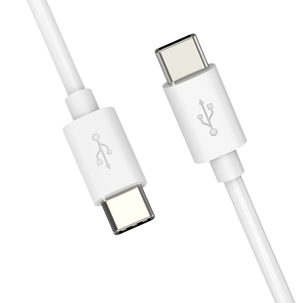    White PVC Type-C-to Type-C Charging Cable Angled Image 2