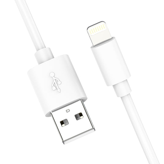 White PVC Charging Cable Angled Image 2