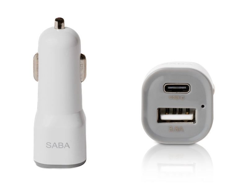 Load image into Gallery viewer, White Type-C-and USB-A Car Adapter
