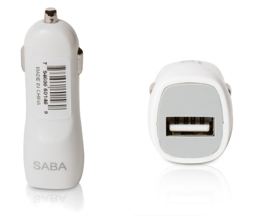    White USB-A Car Adapter One Port