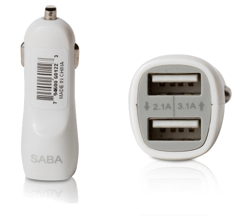 Load image into Gallery viewer,    White USB-A Car Adapter Two Port 
