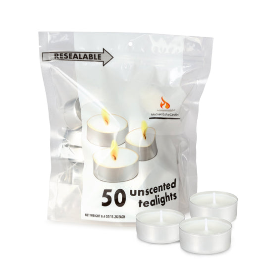 Michael Zohar Tealights - "White Unscented"- 50 Pack (24 Count)